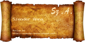 Szender Anna névjegykártya